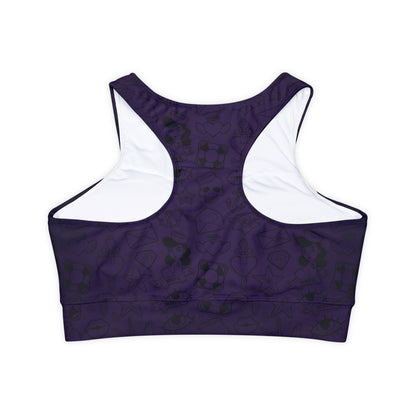 Sailor Jerry in Purple Fully Lined, Padded Sports Bra, Blue Leopard Print Sports Bra, Lined Athletic Top, Fitness Apparel