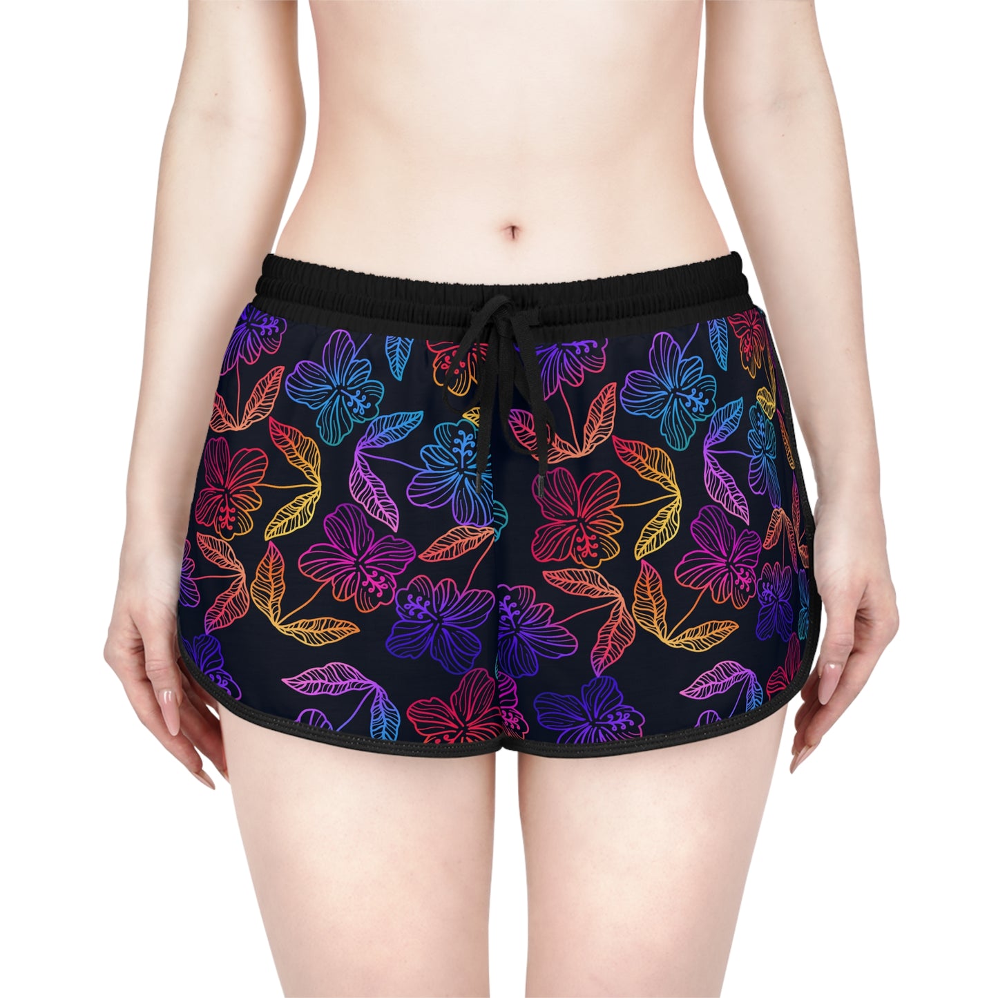 Rainbow Hibiscus Relaxed Shorts