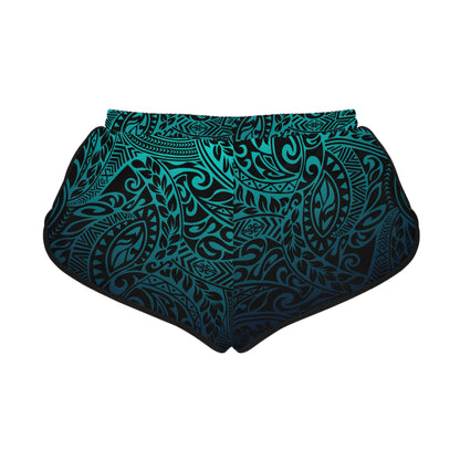 Teal Navy Polynesian Relaxed Shorts