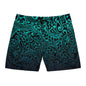 Teal Navy Polynesian Tribal Mid-Length Swim Shorts