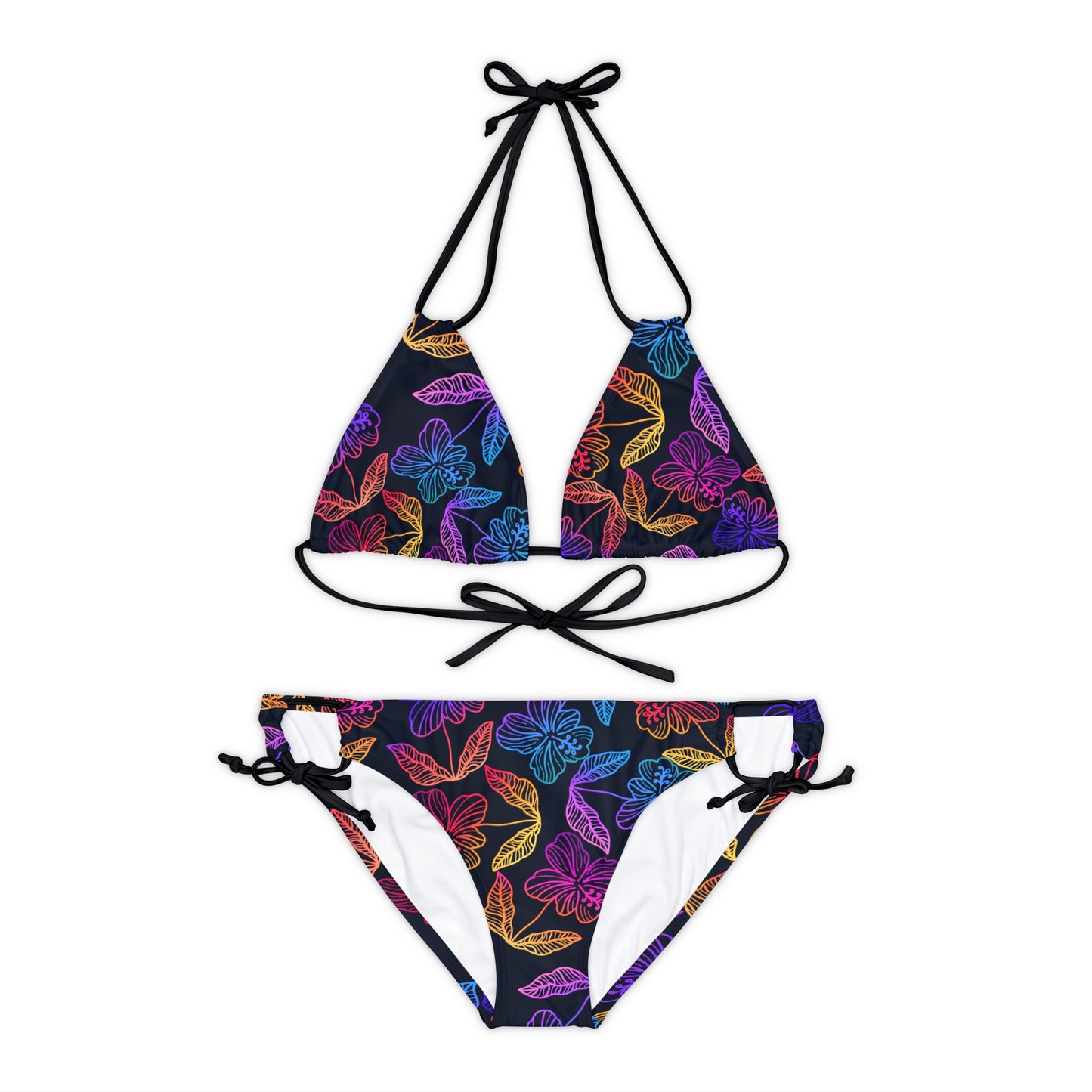 Rainbow Hibiscus Strappy Bikini Set