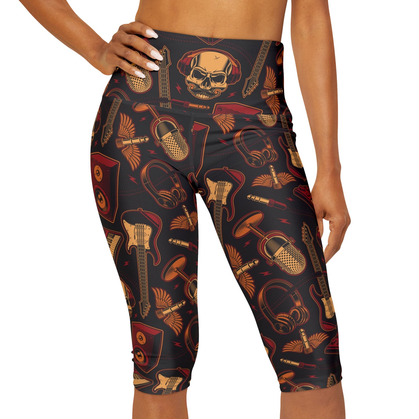 Rock Band Yoga Capri Leggings