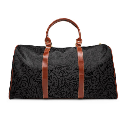 Polynesian Tribal in Black & Grey Waterproof Travel Bag