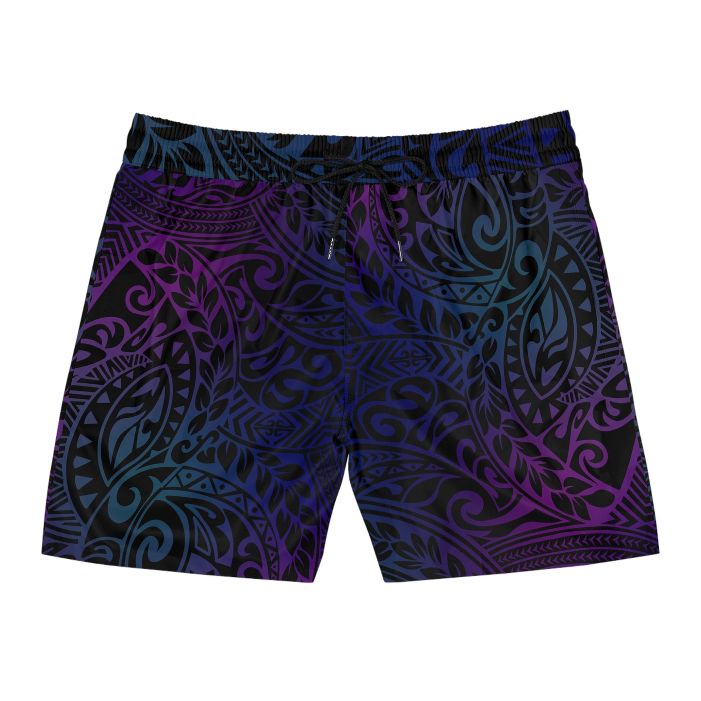 Jewel Tone Polynesian Tribal Mid-Length Swim Shorts