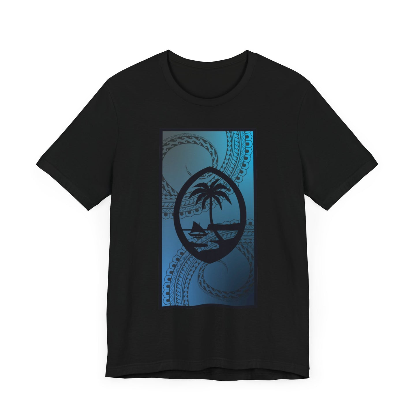 Guam Seal in Blue Tribal Unisex Jersey Short Sleeve Tee