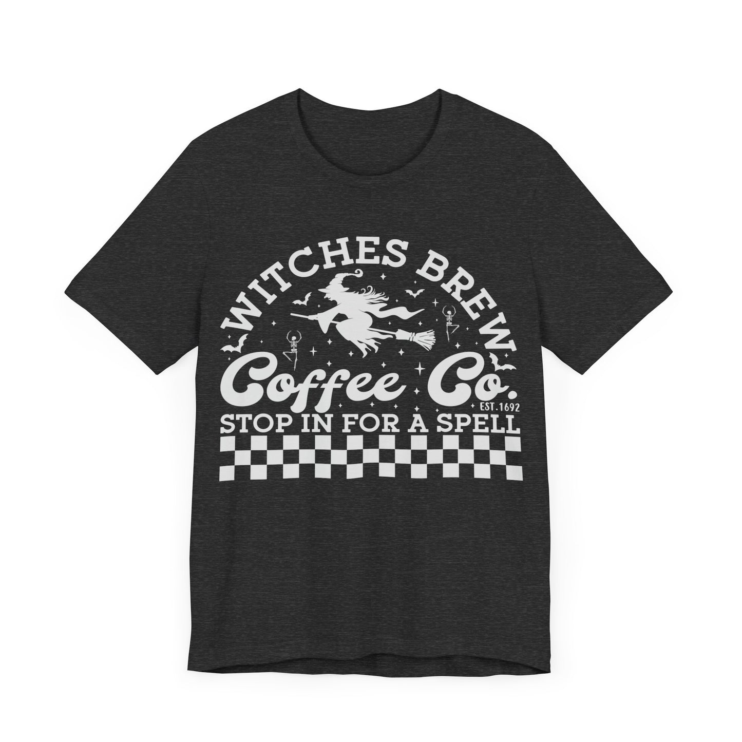 Witches Brew Coffee Company Jersey unisex tee, Halloween Graphic Tee, Spooky Shirt, Trick or Treat Tee, Halloween Costume, Festive Gift