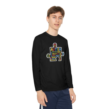 Autism puzzle piece Youth Long Sleeve Competitor Tee