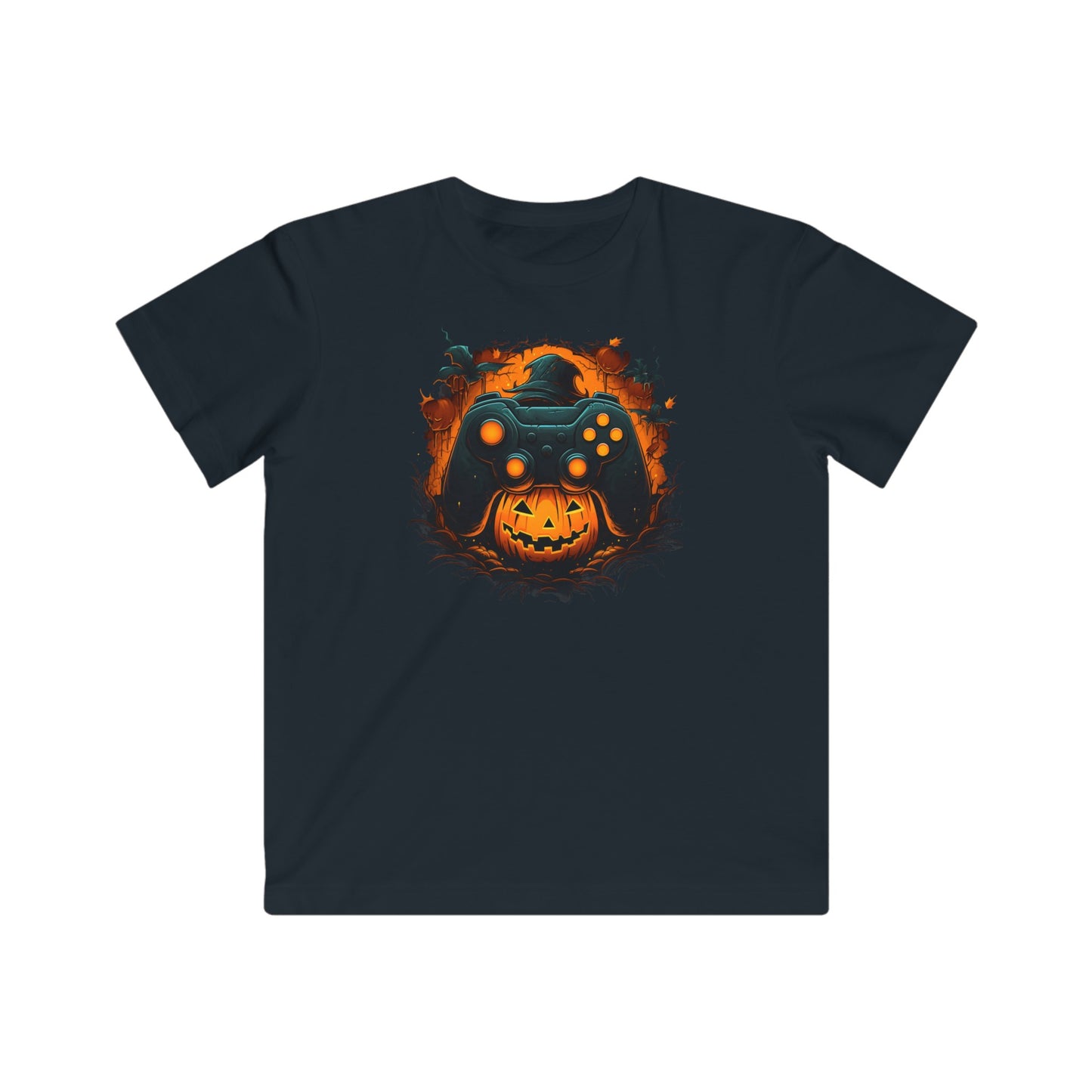 Controller with jack-o-lantern Kids Fine Jersey Gaming Tee