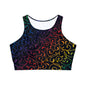 Rainbow Swirls Fully Lined, Padded Sports Bra, High Neck Sports Bra, Lined Athletic Top, Fitness Apparel