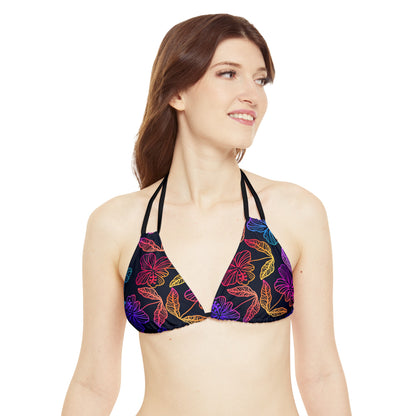 Rainbow Hibiscus Strappy Triangle Bikini Top