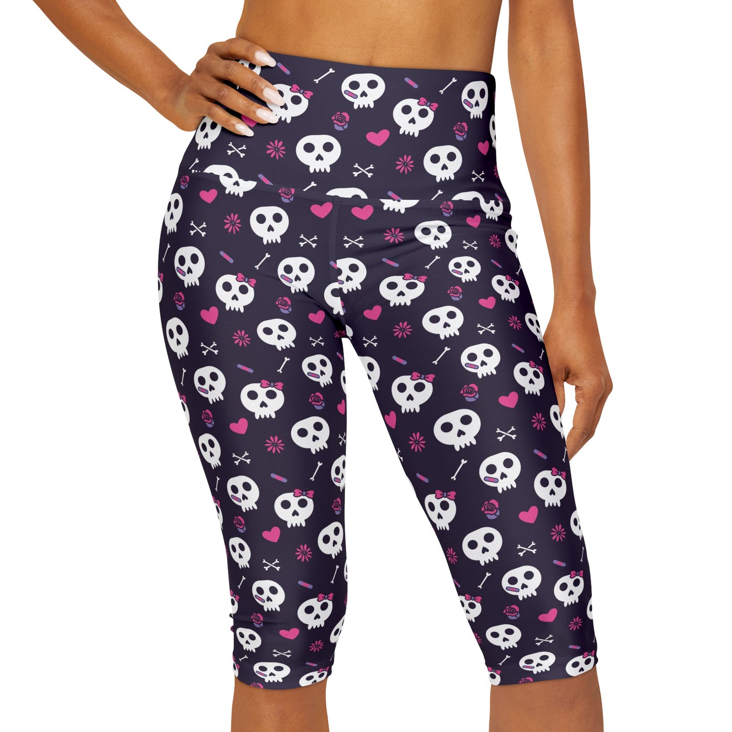 Purple Skull Yoga Capri Leggings