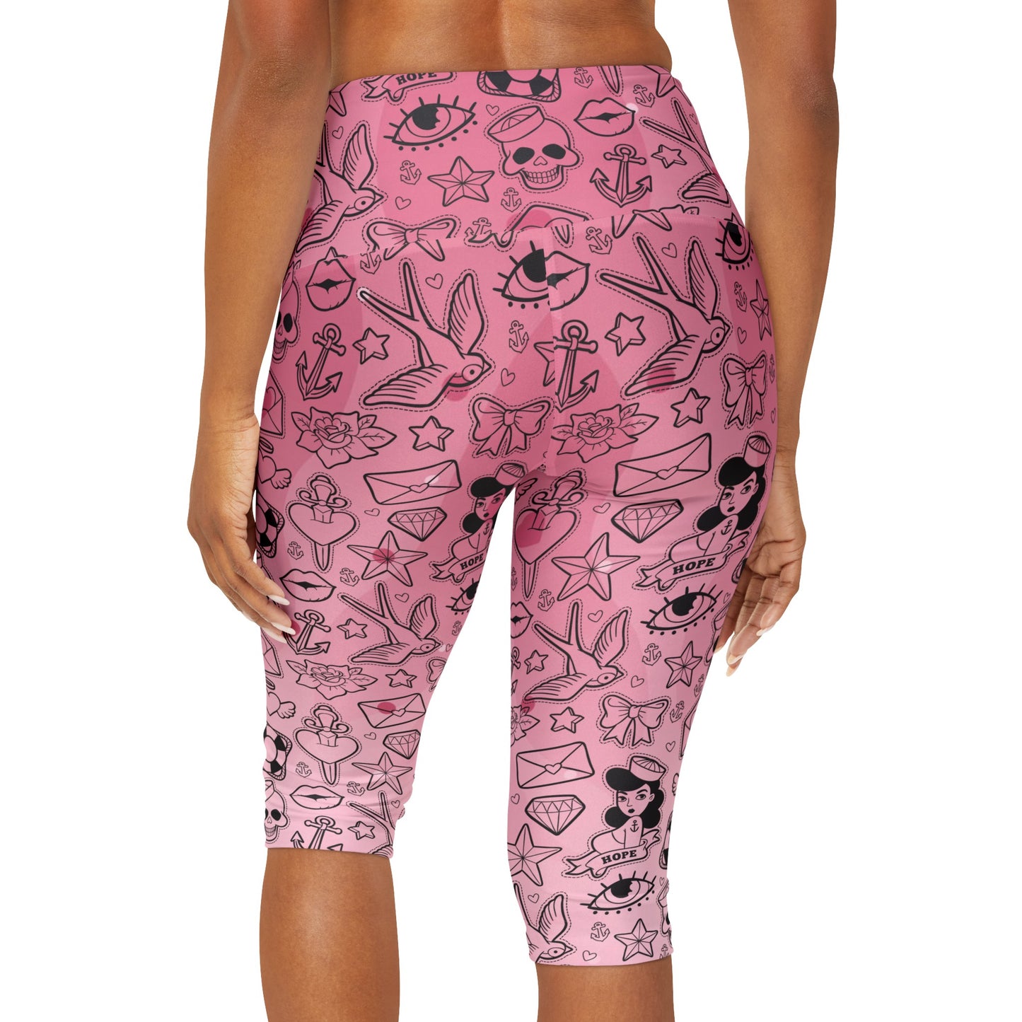 Sailor Jerry in Pink Yoga Capri Leggings