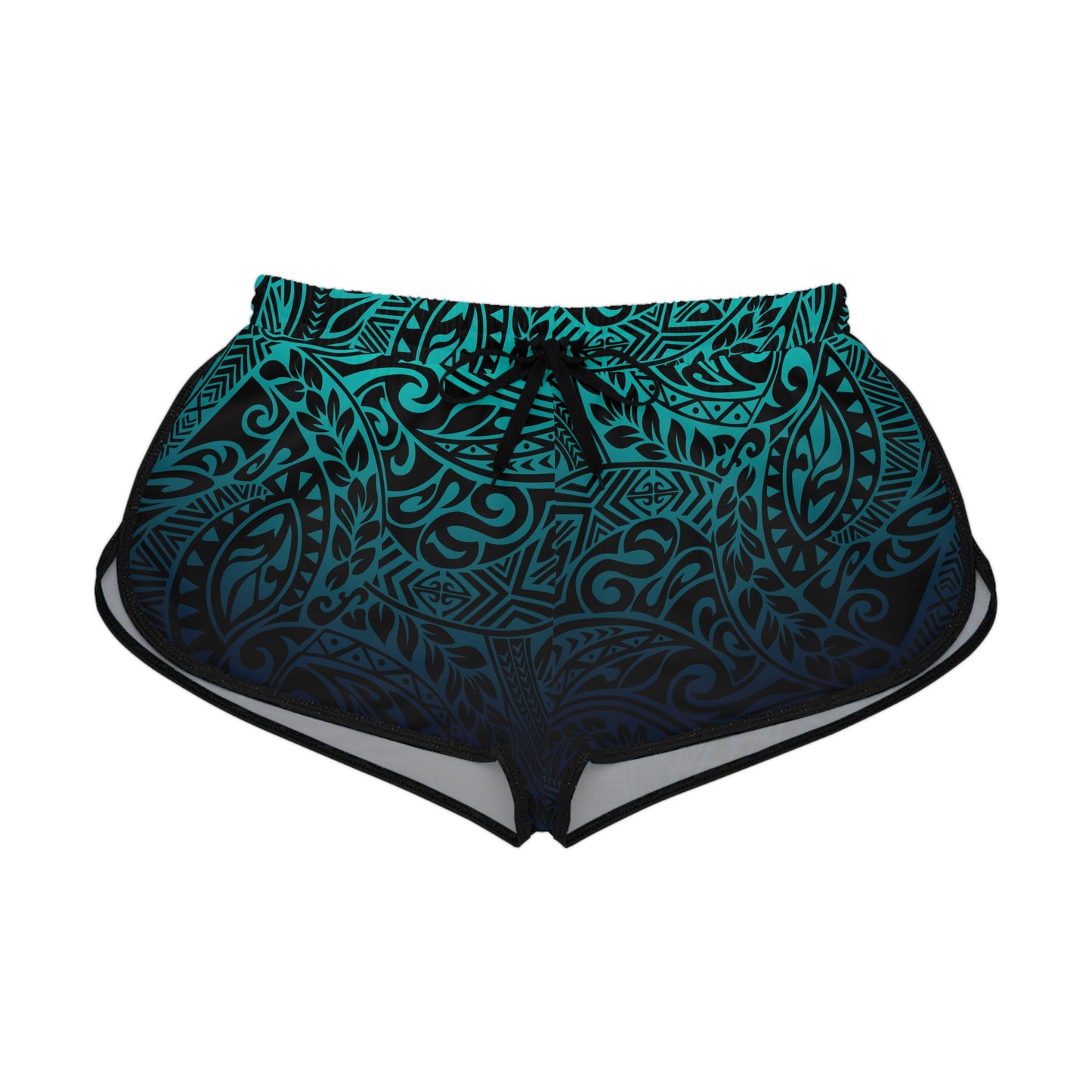 Teal Navy Polynesian Relaxed Shorts