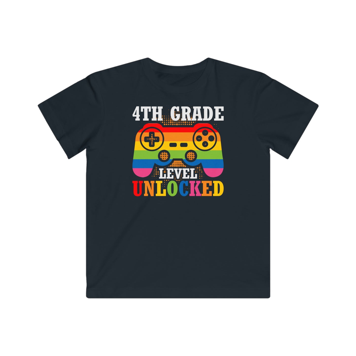 4th Grade Level Unlock Kids Fine Jersey Gaming Tee