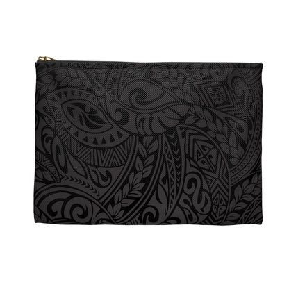 Polynesian Tribal in Black & Grey Accessory Pouch