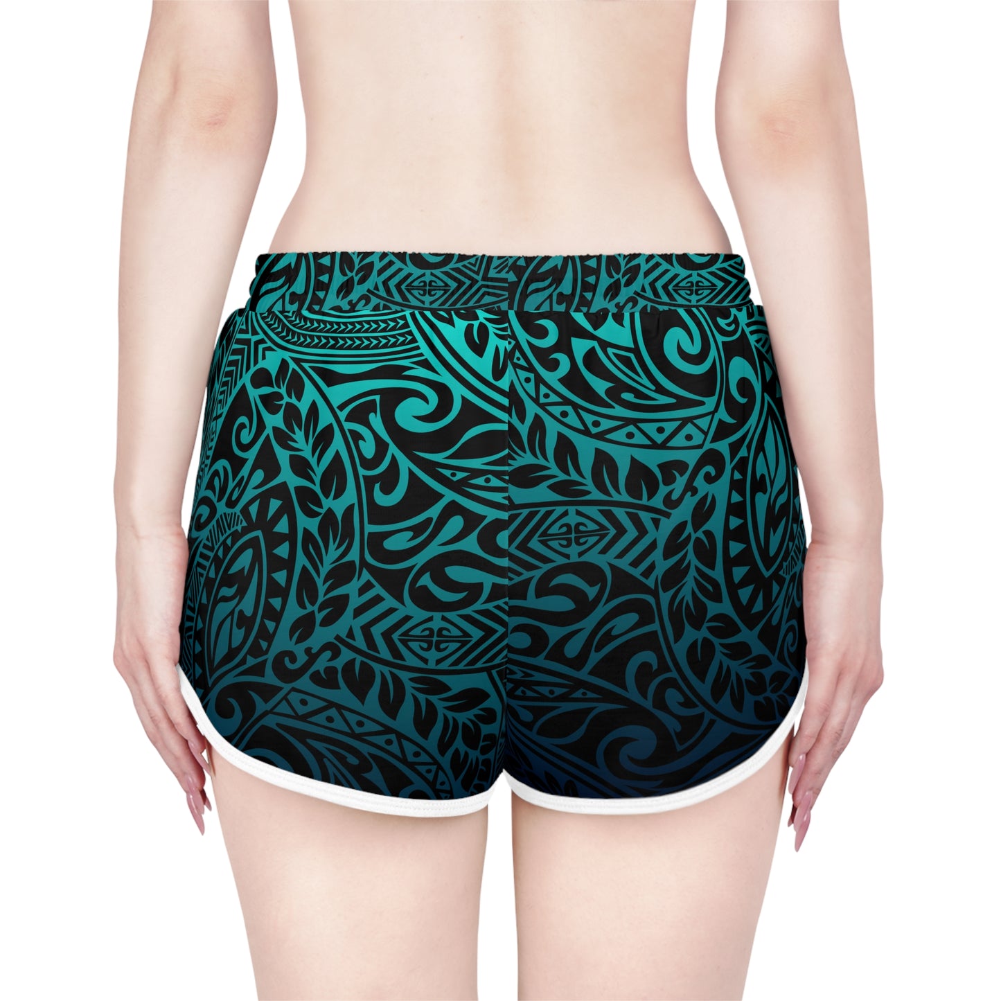 Teal Navy Polynesian Relaxed Shorts