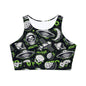 Alien UFO Fully Lined, Padded Sports Bra, UFO Print Sports Bra, Lined Athletic Top, Fitness Apparel