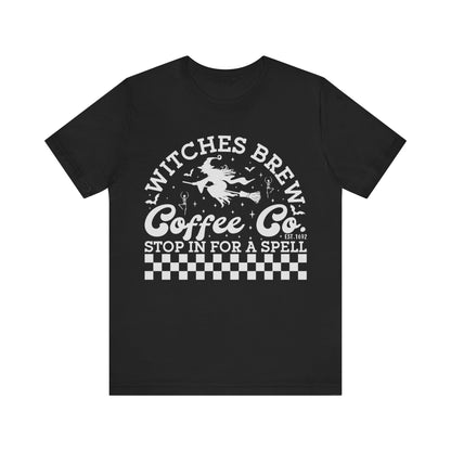 Witches Brew Coffee Company Jersey unisex tee, Halloween Graphic Tee, Spooky Shirt, Trick or Treat Tee, Halloween Costume, Festive Gift