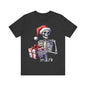 Christmas Skeleton with Present Unisex Jersey Short Sleeve Tee