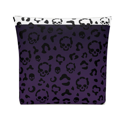 Cheetah Skulls in Purple Cotton Cosmetic Bag