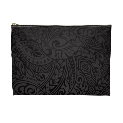 Polynesian Tribal in Black & Grey Accessory Pouch