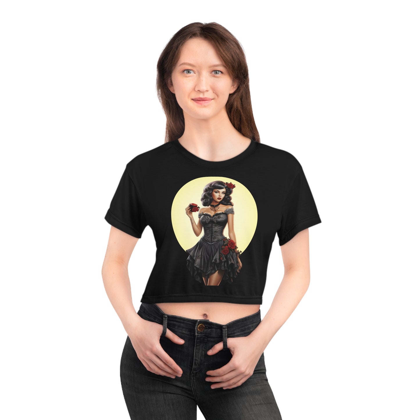 Raven Halloween Bombshell 2 Crop Tee