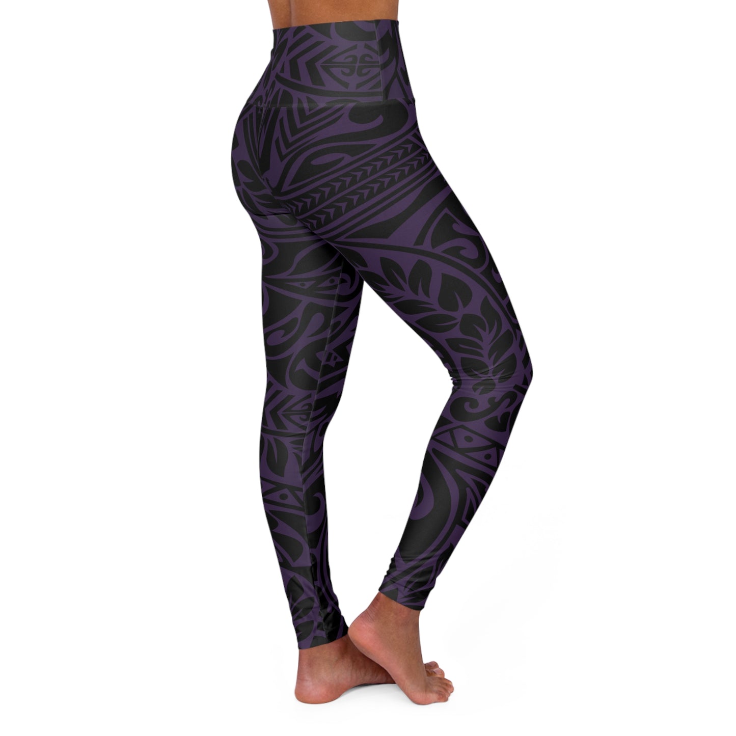 Polynesian in Purple High Waisted Yoga Leggings