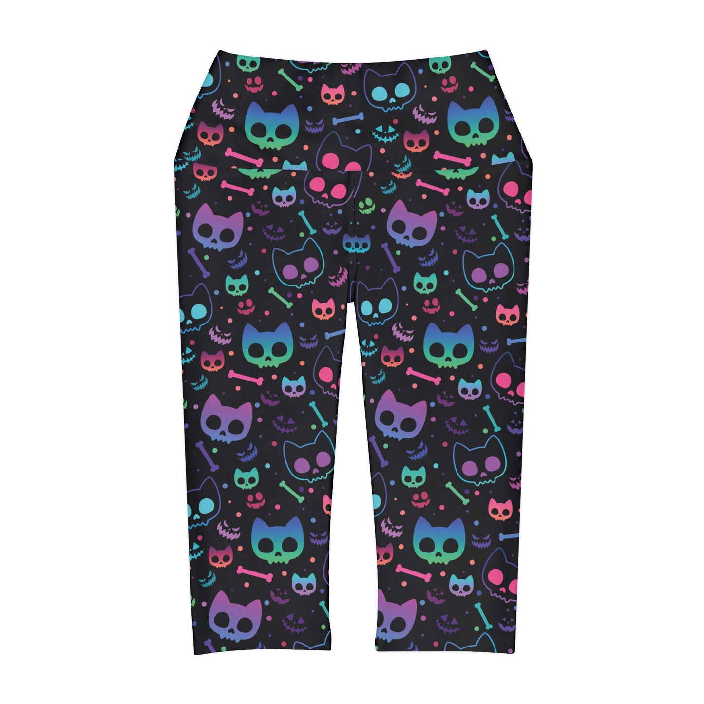 Cute Goth Kitties Yoga Capri Leggings