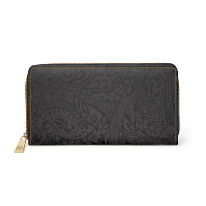 Polynesian Tribal in Black & Grey Zipper Wallet